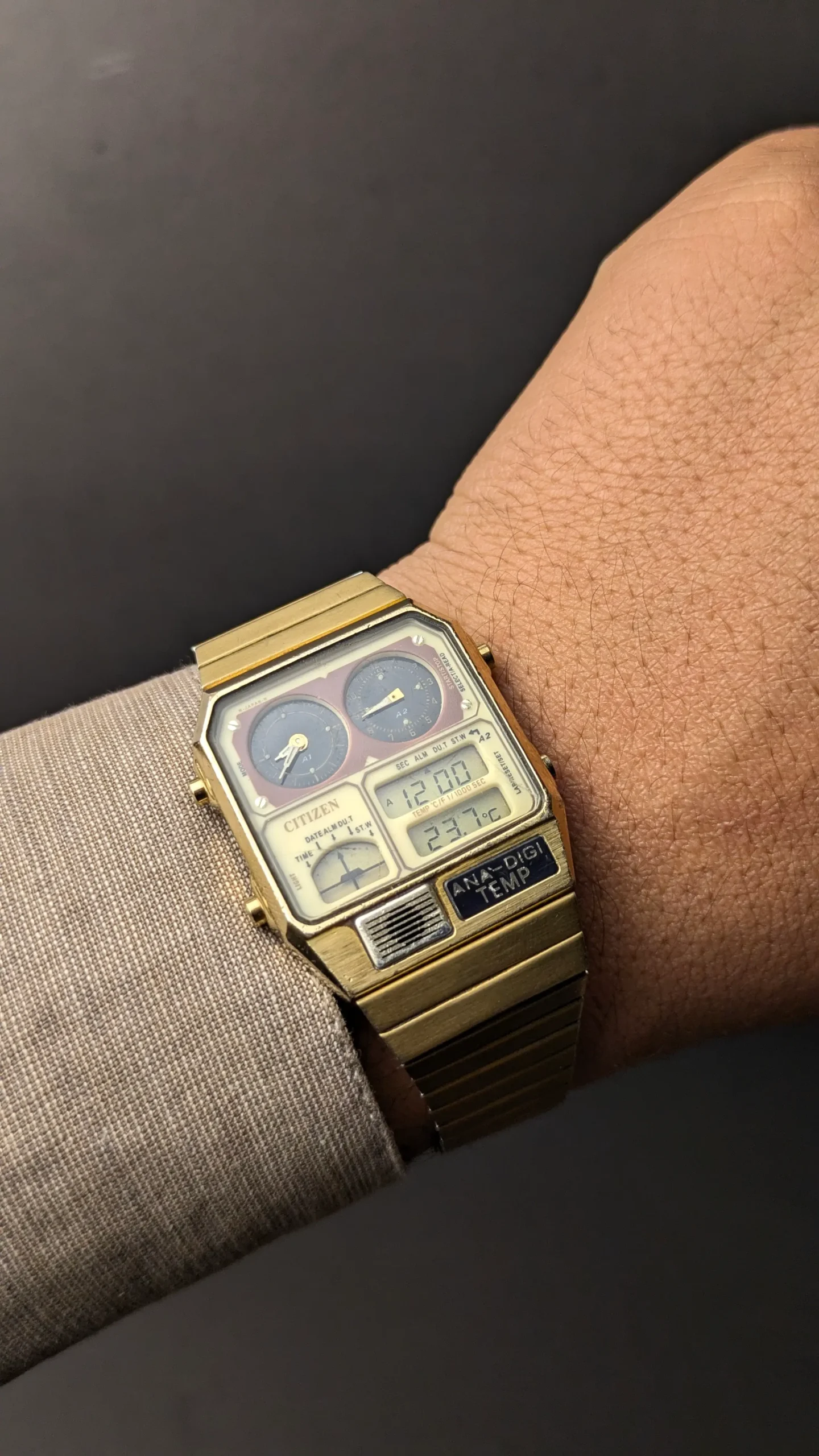 Citizen Ana Digi Temp close up display