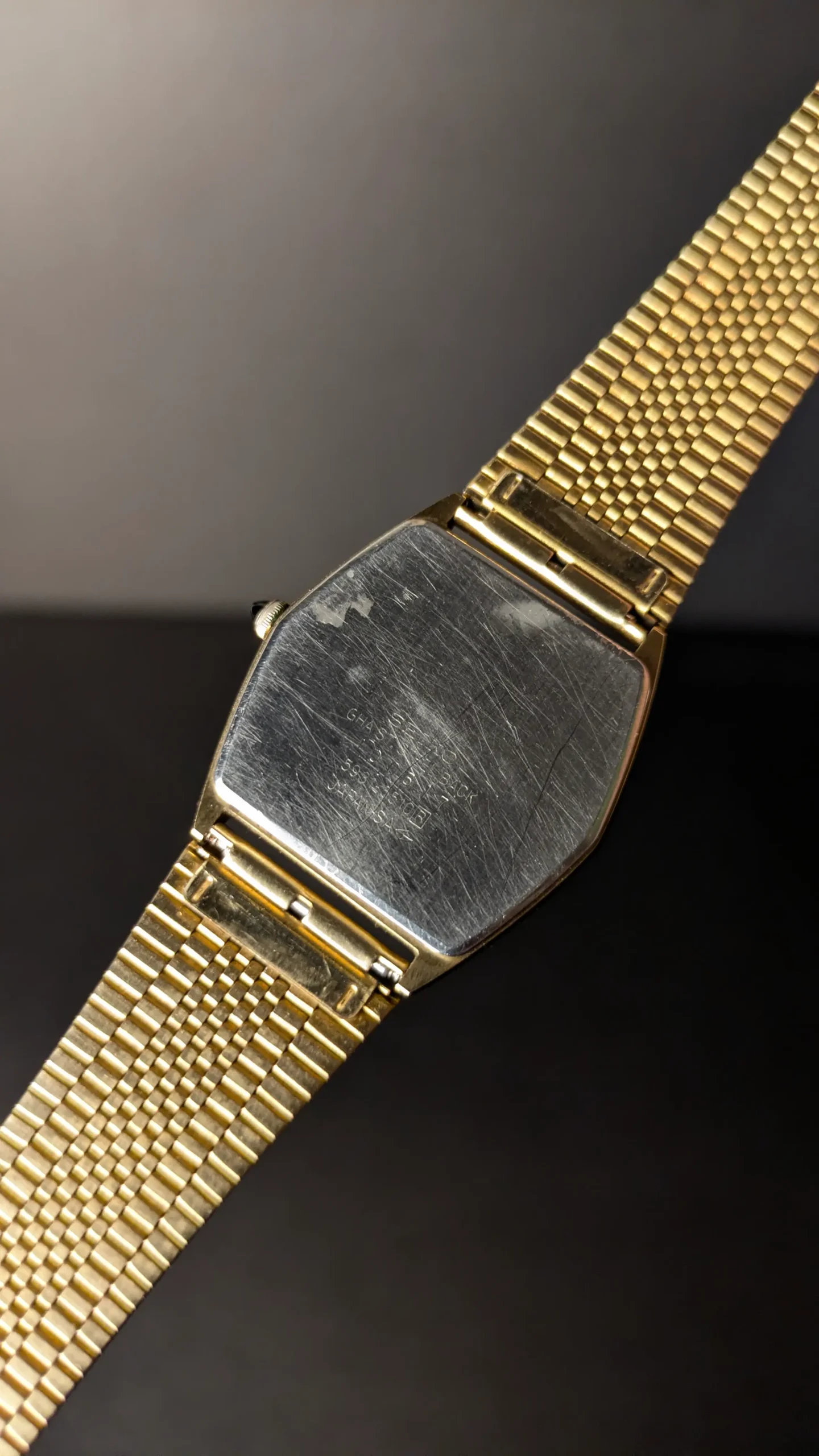 Back side of vintage Seiko Dolce wristwatch