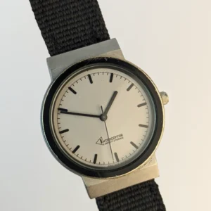 Black strap vintage style quartz watch
