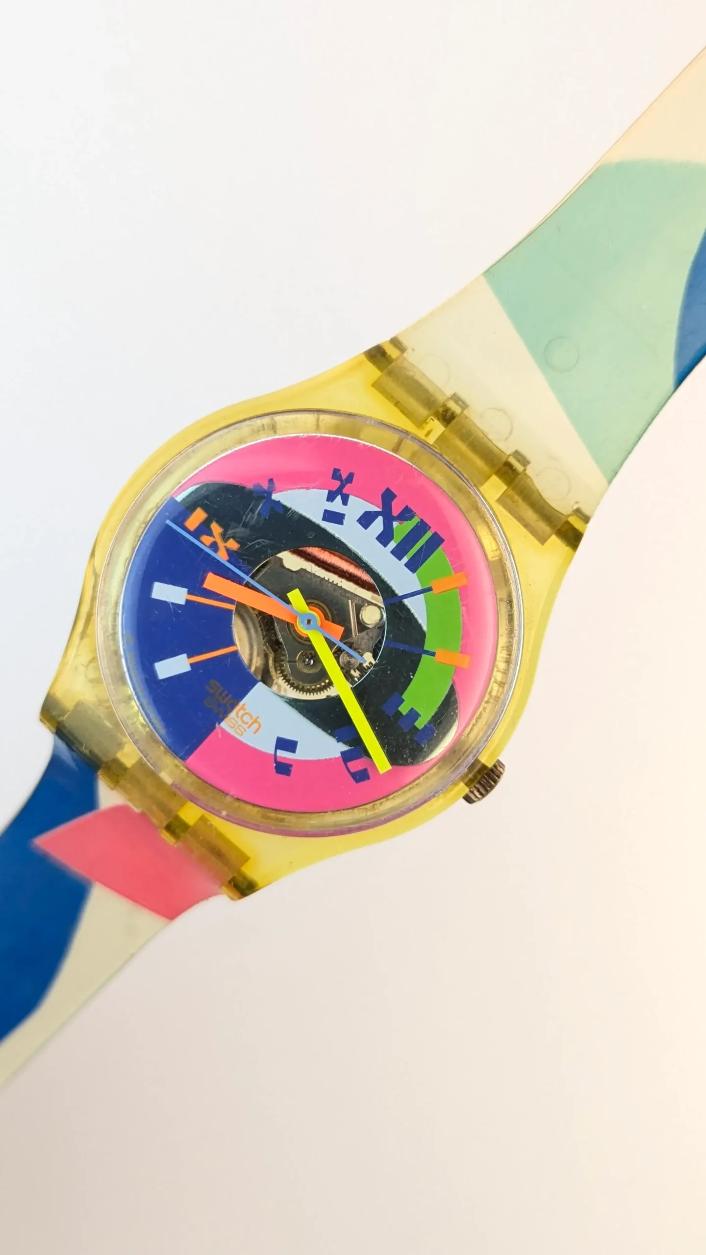 Vintage Swatch Kids Colorful Transparent Watch