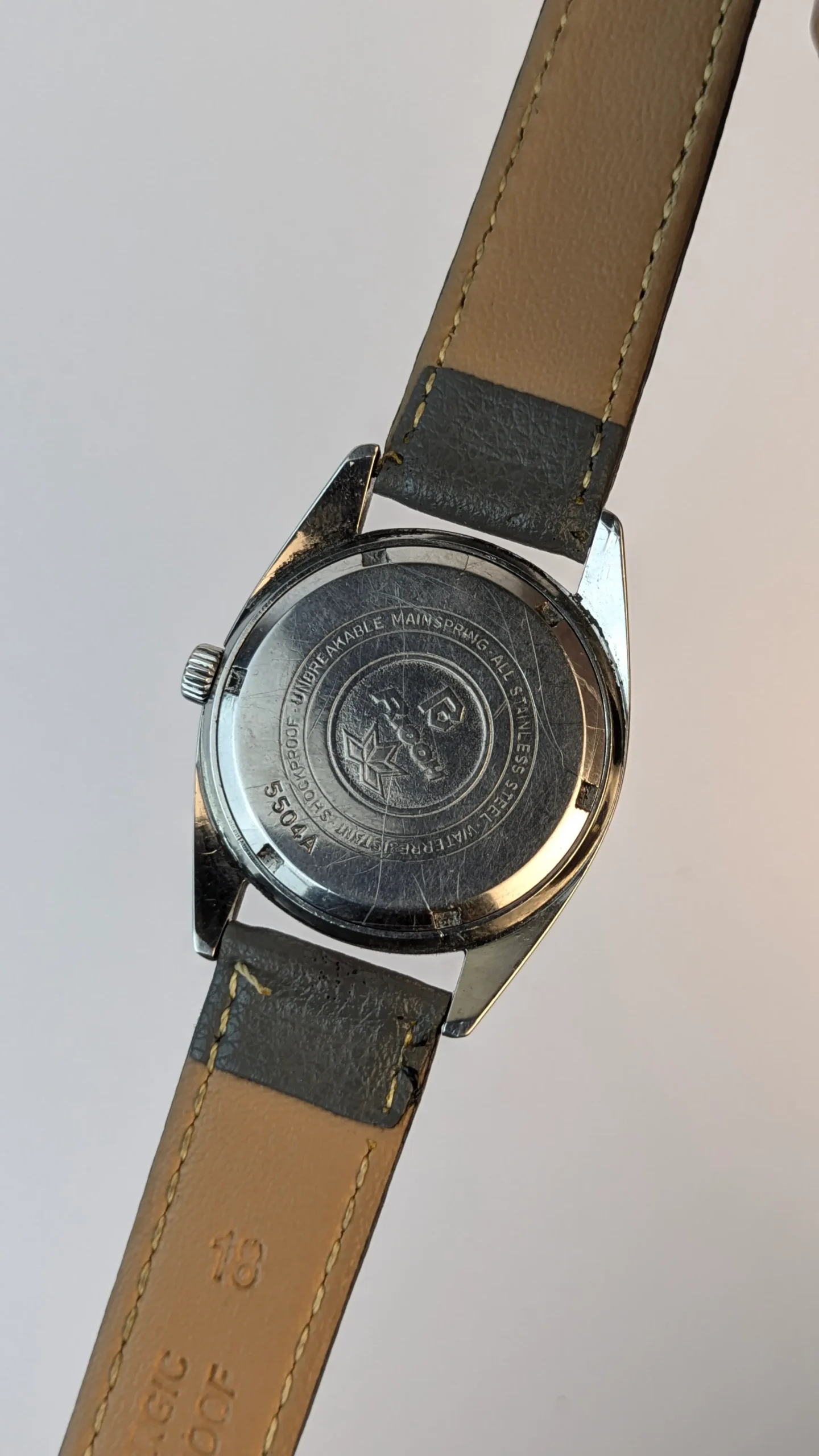 Back case of vintage 17 jewels shockproof watch