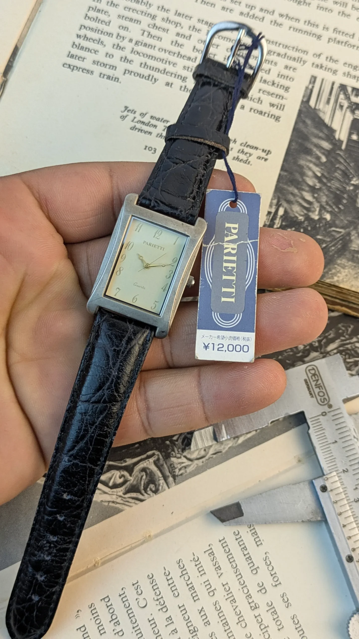 Vintage Parietti watch with original retail tag attached.