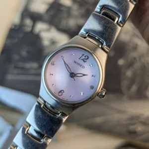 Vintage WIRED ALBA ladies pink dial stainless steel wristwatch