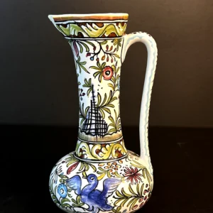 Hand-Painted Floral Ceramic Decorative Pitcher Vase