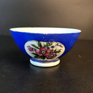 Hand-Painted Blue Floral Porcelain Tea Bowl