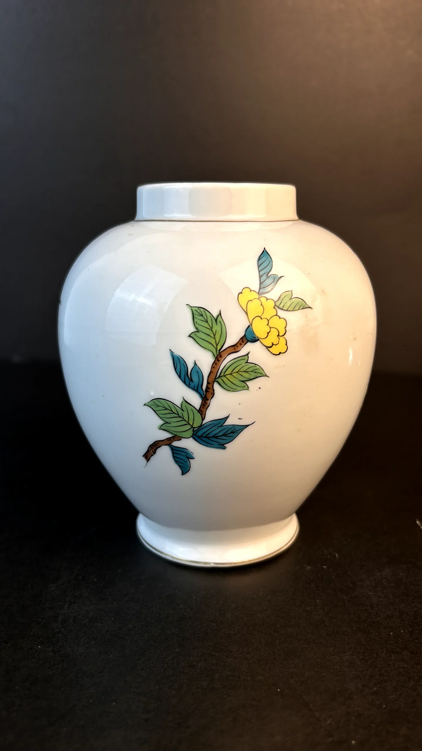 Hand-Painted White Porcelain Floral Ginger Jar - Image 2