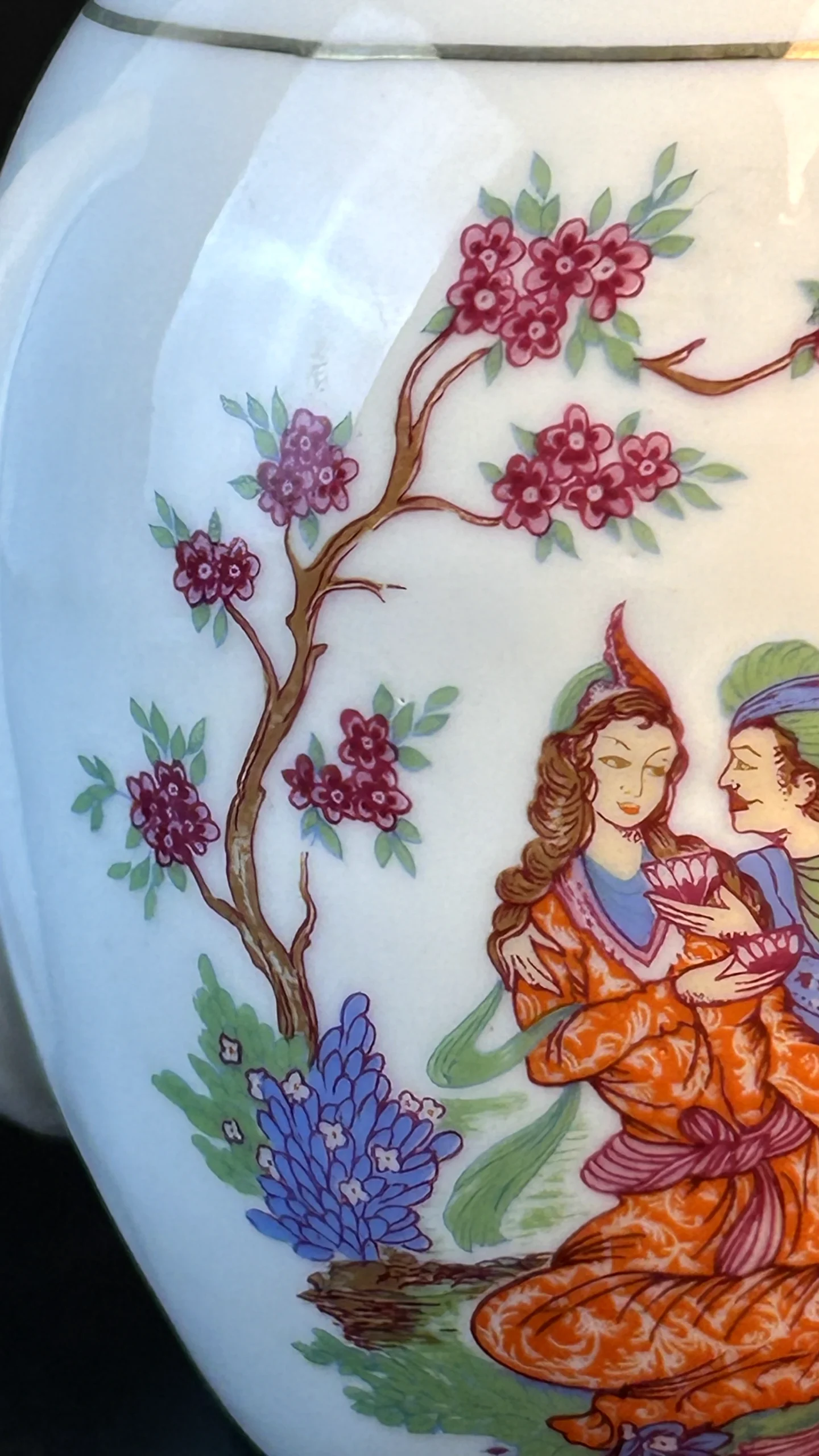 Vintage Decorative Porcelain Teapot with Romantic Courtship Scene - Image 2