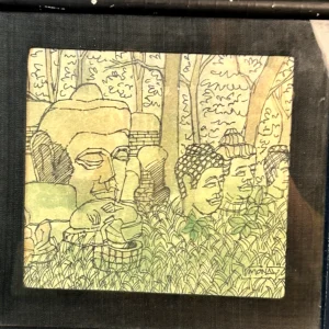 Vintage Framed Temple Ruins Landscape Art Print