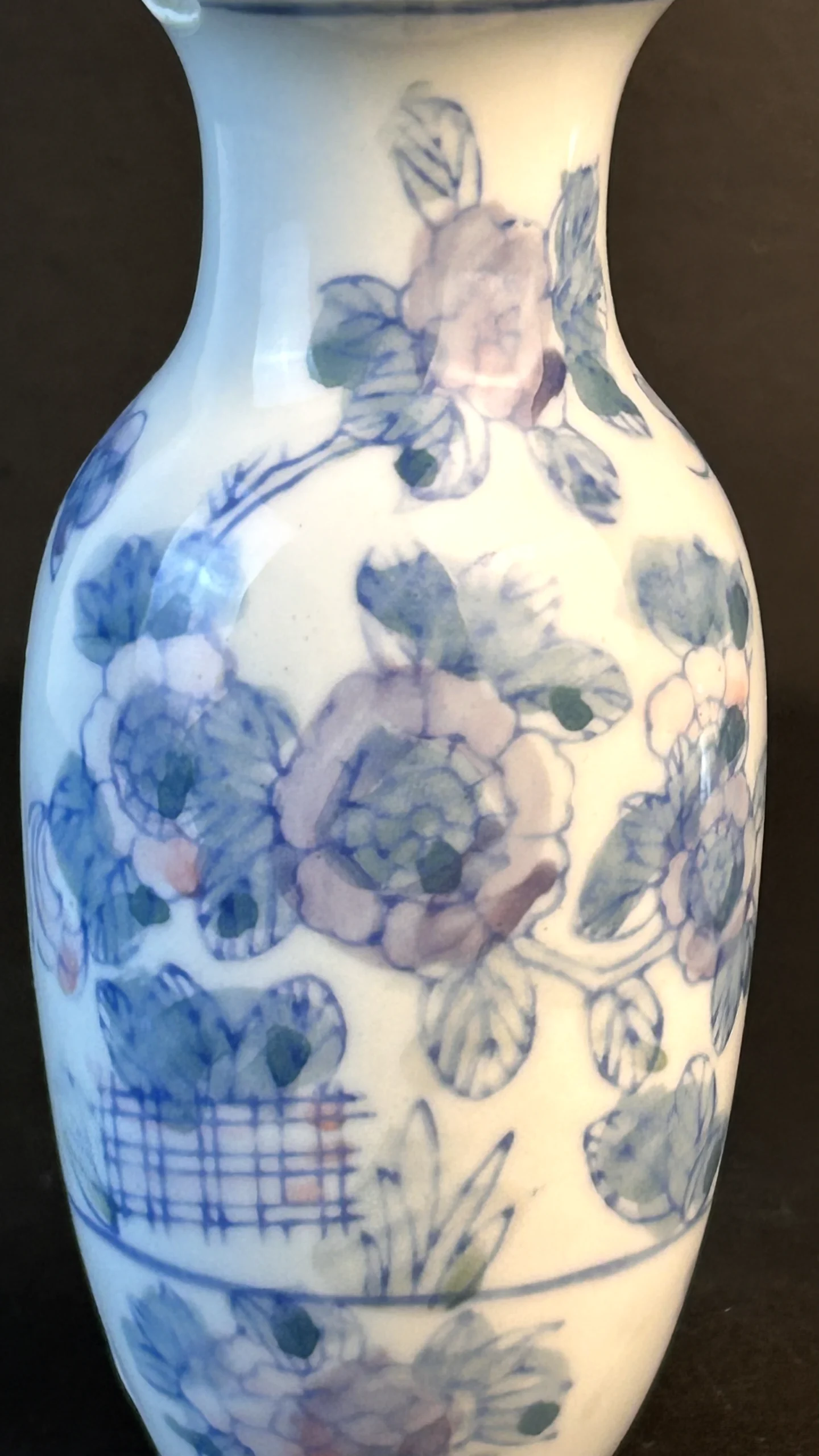 Vintage Blue Floral Porcelain Bud Vase - Image 2