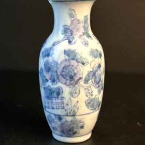 Vintage Blue Floral Porcelain Bud Vase