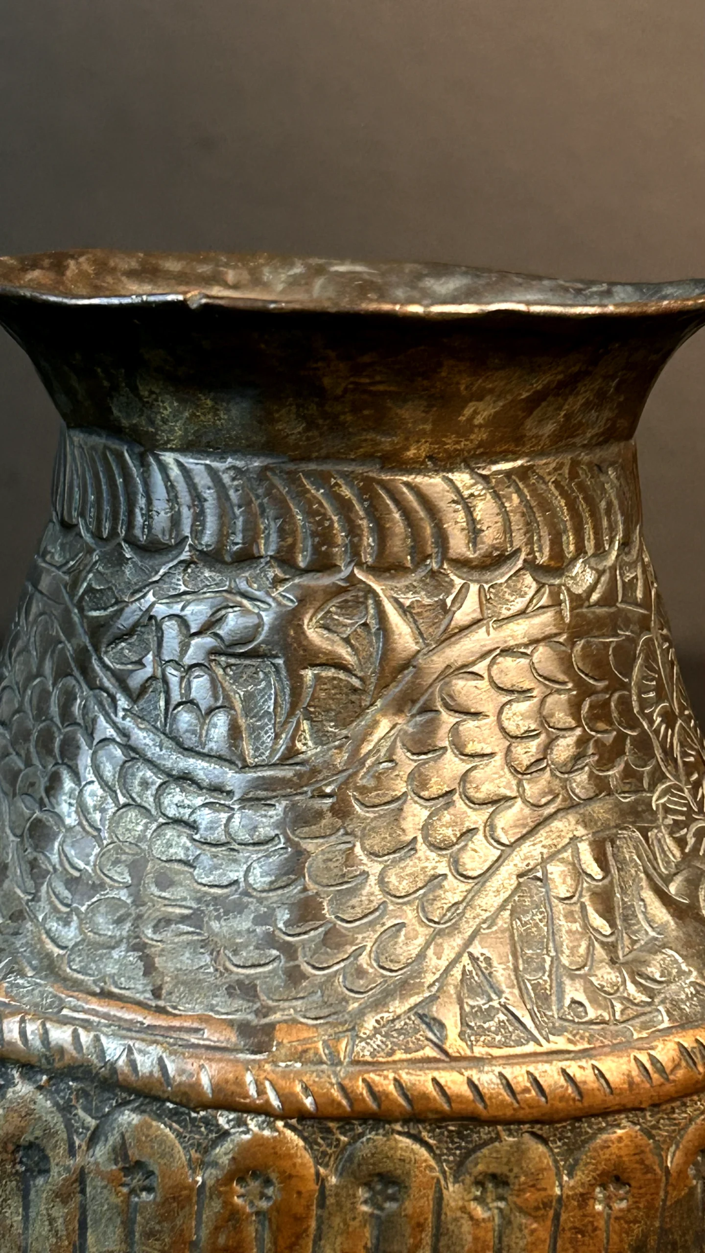 Handcrafted Engraved Brass Decorative Vase - Image 2