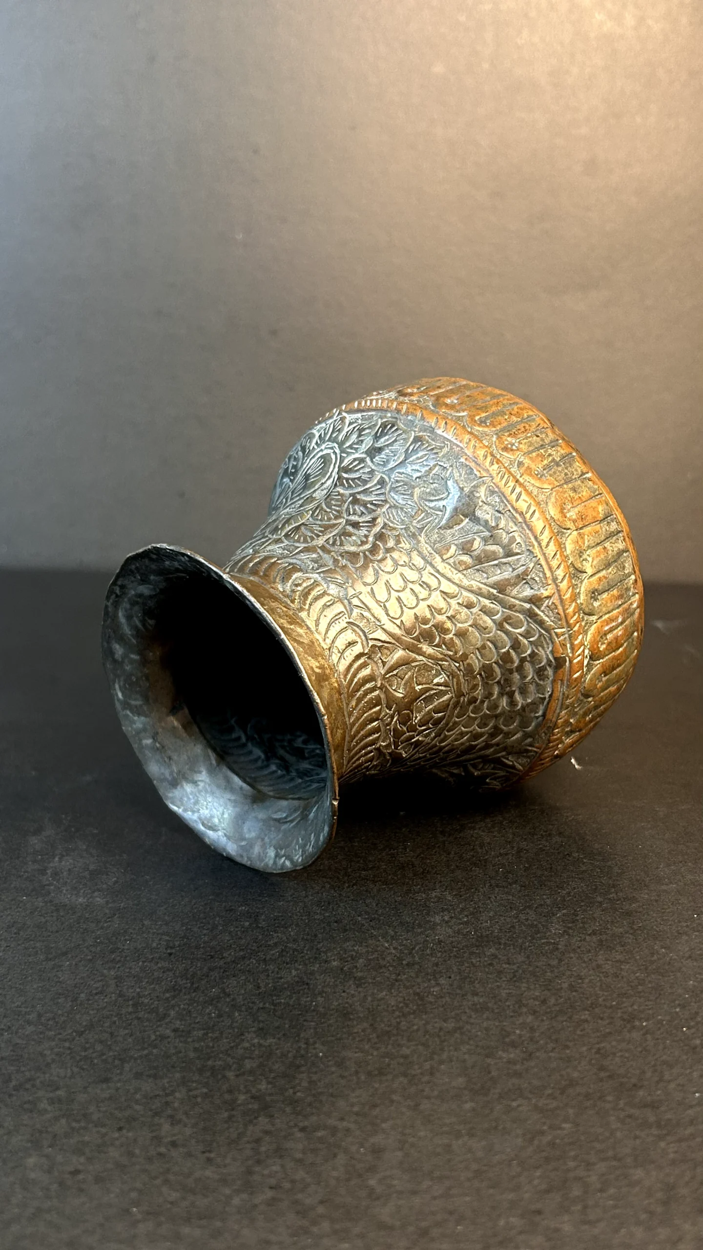 Handcrafted Engraved Brass Decorative Vase - Image 3