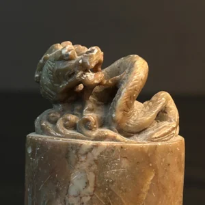 Vintage Hand-Carved Stone Dragon Seal
