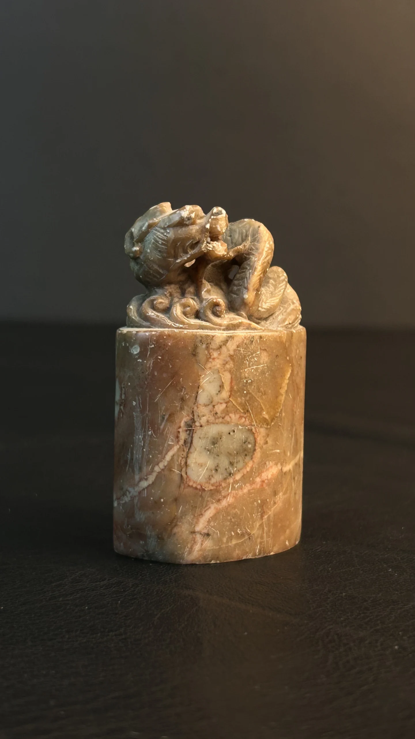 Vintage Hand-Carved Stone Dragon Seal - Image 4