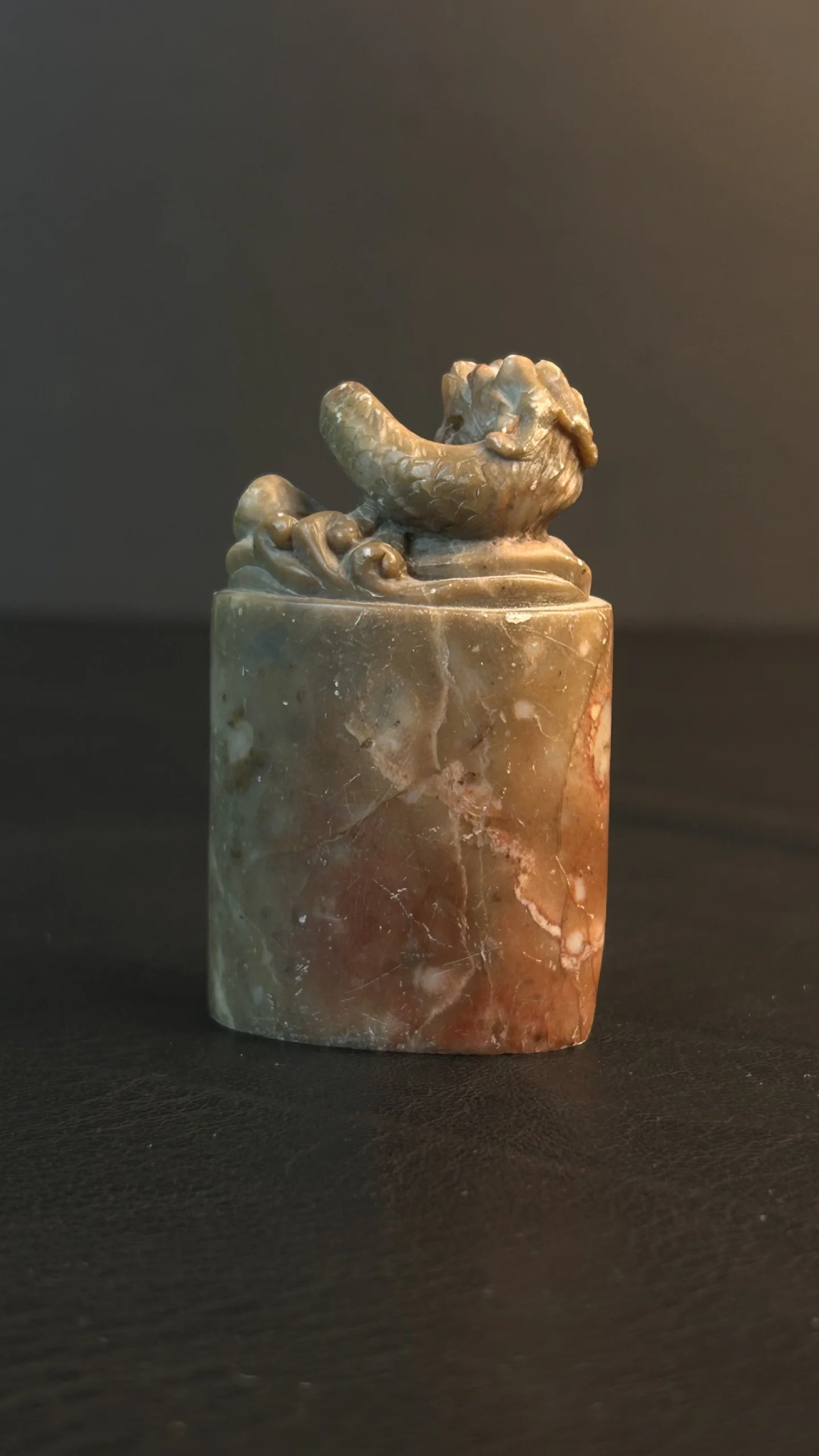 Vintage Hand-Carved Stone Dragon Seal - Image 2
