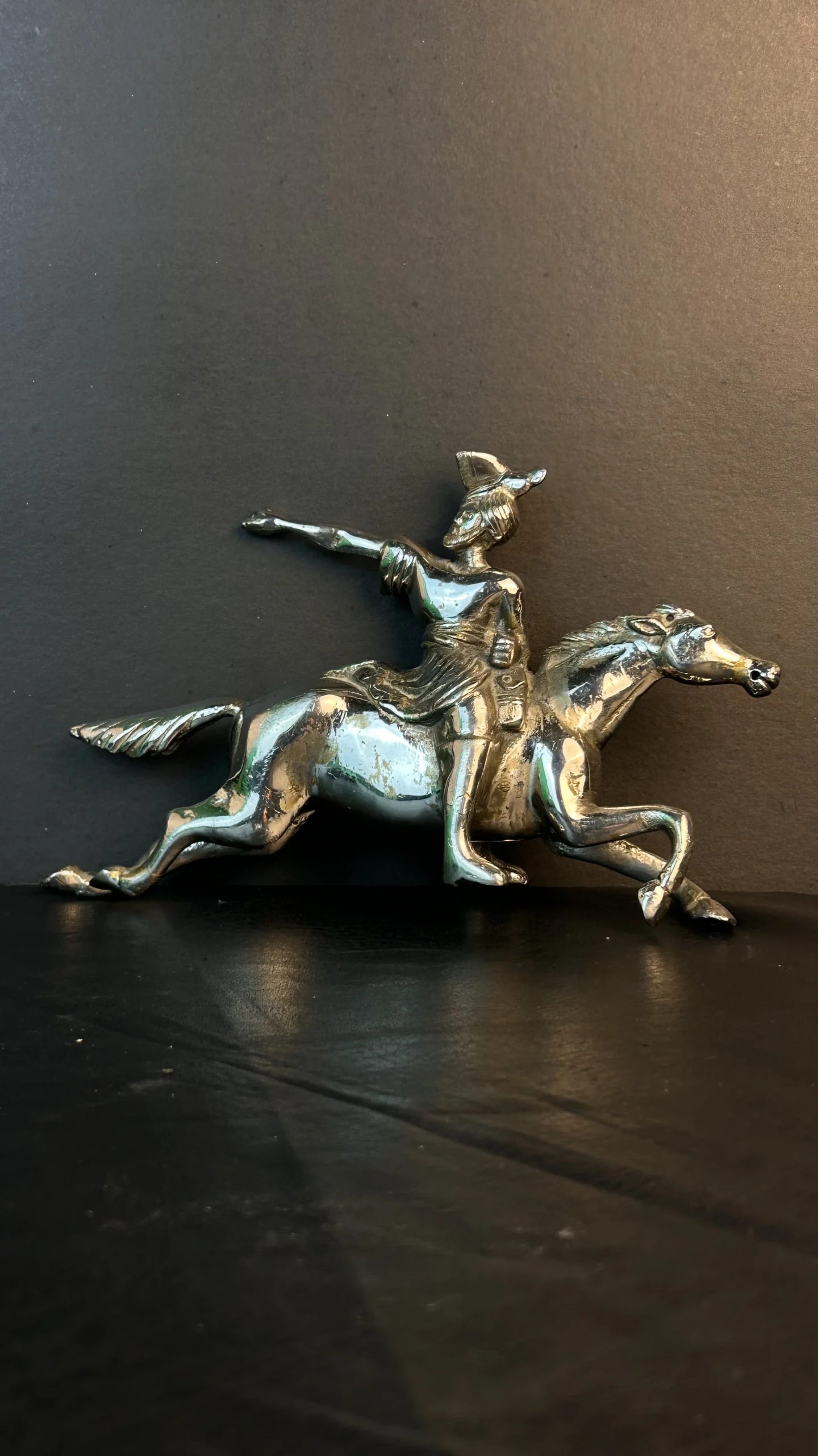 Vintage Metal Horse Rider Figurine