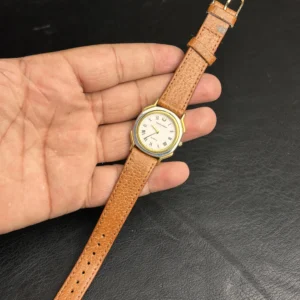 Vintage Charles Jourdan Quartz Watch for Women – Gold Tone White Dial Leather Strap